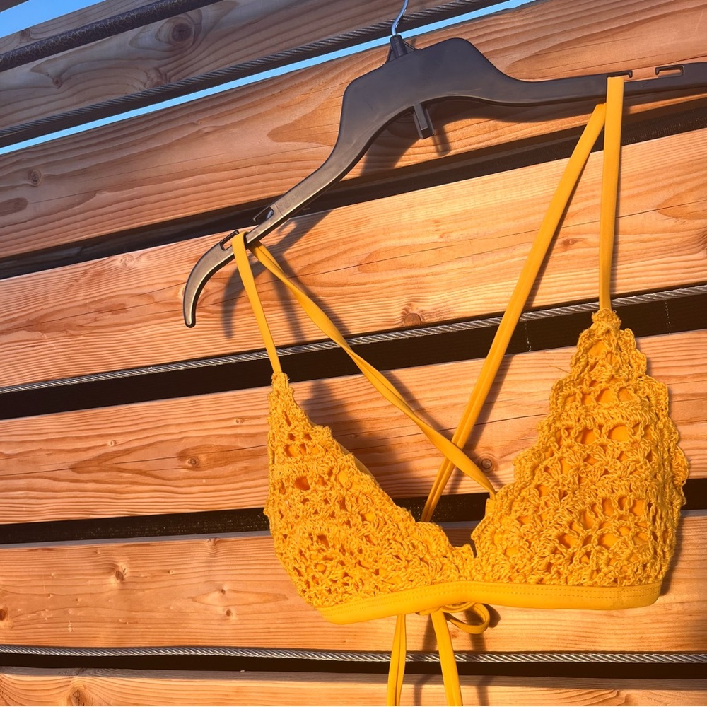 Yellow Crochet Bikini Top